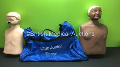 2 x Laerdal Training Manikins in Laerdal Little Junior Carry Bag (Missing Parts-See Photos)