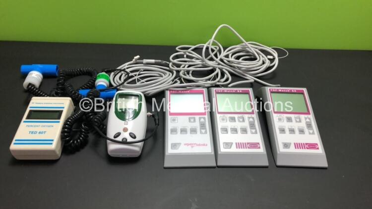 Job Lot Including 3 x Organon TOF-Watch SX Neuromuscular Monitors, 1 x Teledyne Analytical Instruments AX 300 Oxygen Analyser and 1 x Teledyne Analytical Instruments TED 60T Oxygen Analyser