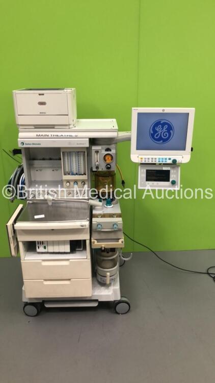 Datex-Ohmeda Aestiva/5 Anaesthesia Machine with Datex-Ohmeda SmartVent Software Version 4.8 PSVPro,Module Rack Including 1 x E-PRESTN Module with SpO2,T1,T2,P1,P2,NIBP and ECG Options,4 x Blank Modules,1 x M-NMT Module,Printer,Absorber,Bellows,Oxygen Mixe