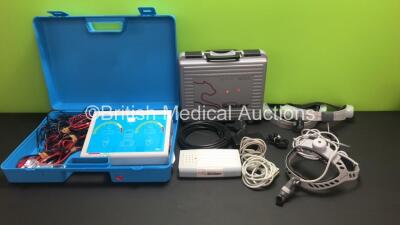 Mixed Lot Including 1 x IdroStar Pro Pulse Iontophoresis Unit with Some Accessories in Case, 1 x Cheetah Nicom Simulator in Case with Accessories, 1 x Integra 90240 Cool band Headlamp and 2 x Entermed Enterview Headlamps *A17803A - S3202080023*