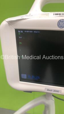 GE Dash 3000 Patient Monitor with BP1,BP2,SpO2,Temp/CO,NBP and ECG Options on Stand (Powers Up-Damage to Casing-See Photos) * SN N/A * - 4