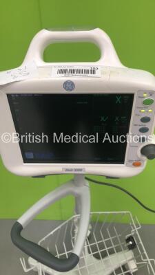 GE Dash 3000 Patient Monitor with BP1,BP2,SpO2,Temp/CO,NBP and ECG Options on Stand (Powers Up-Damage to Casing-See Photos) * SN N/A * - 5