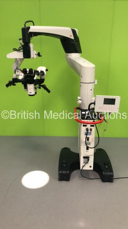 Leica M520 Dual Operated Surgical Microscope Software Version 1.87 with 4 x 10/21 Eyepieces and Sony 3CCD Camera on Leica MS2 Stand (Powers Up with Good Bulb) *H*