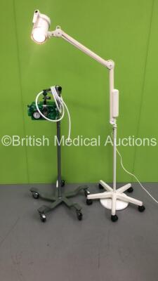 1 x BIRD Mark 7A Respirator on Stand with Hose and 1 x Luxo Patient Examination Lamp on Stand (Powers Up with Good Bulb)