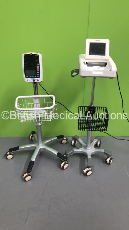 1 x Philips Avalon FM20 Fetal Monitor on Stand (Powers Up - Missing Printer Cover - See Pictures) and 1 x Mindray VS-800 Vital Signs Monitor on Stand (No Power - Missing Top Light Cover - See Pictures) *S/N DE53001837 / BY-83104675*