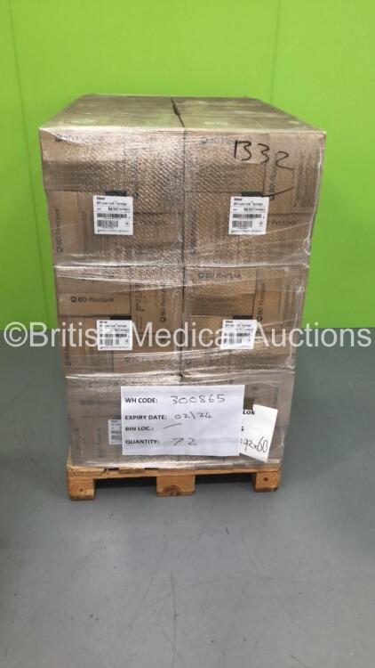 Pallet of 72 Boxes of BD Plastipak 50ml BD Luer-Lok Syringes *IN DATE*