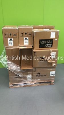 Pallet of Mixed Consumables Including DePuy SmartMix Bowls, Molnlycke QEHB Shoulder Arthroscopy Packs and CEM VAC Vacuum Mixing Systems (Very Short Dates or Out of Date)