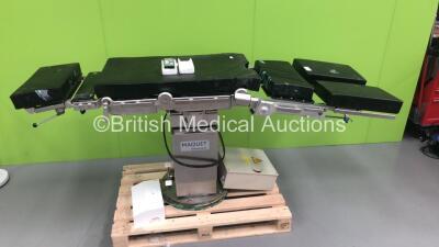 Maquet Alphamaquet Electric Operating Table with Controller, Power Unit and Cushions (Unable to Power Test Due to Cut Power Supply)