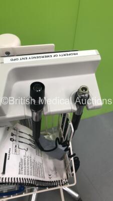 1 x Philips PageWriter Trim II ECG Machine on Stand with 10 Lead ECG Leads (Powers Up) and 1 x Welch Allyn Otoscope / Ophthalmoscope Set on Stand (2 x Handpieces - No Head - See Pictures) - 5