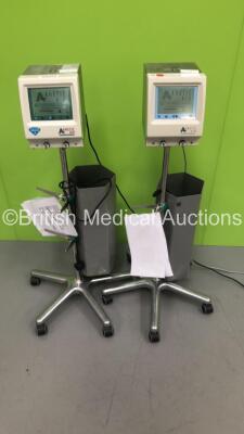 2 x Anetic Aid AET Electronic Tourniquets on Stands (Both Power Up)