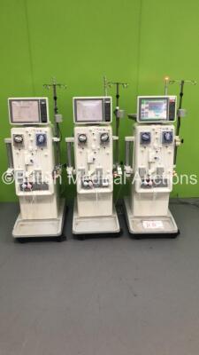 3 x Nikkiso DBB-05 Dialysis Machines Software Version 3.0B - Running Hours 44488 / 45444 / 52321 (All Power Up-Damage to Light Post Trim-See Photos)