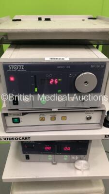 CTL Medical/Storz CS Videocart with Storz Xenon 175 201320 20 Light Source Unit,DP StarCAM-R Pal Camera Control Unit,Storz Hamou Micro-Hysteroflator 264315 20 Unit and Case (Powers Up) - 2