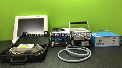 Mixed Lot Including 1 x GE Datex Ohmeda D-LCC15.03 Monitor (Untested Due to No Power Supply) 1 x Temp Check HLTA-40 Calibration Thermometer (Powers Up) 1 x HME Lifepulse Patient Monitor with 1 x 3 Lead ECG Lead (Powers Up) 1 x Compact Video Microscope (Po