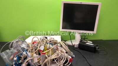 Mixed Lot Including 1 x GE CDA19 Monitor with 1 x AC Power Supply (Powers Up with Missing Dial-See Photo), 1 x GE Pro Clinical Information Centre (Powers Up) Various Patient Monitoring Cables *SN
