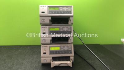 3 x Sony UP-21MD Color Video Printers (All Power Up, 2 with Missing Paper Cassettes and 1 with Damaged Printer Cassette-See Photos)