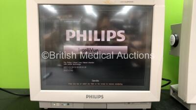 2 x Philips IntelliVue M8007A MP70 Touch Screen Patient Monitors Software Revision L.01.22, L.01.22 (Both Power Up 1 with Missing Tag and Cracked Casing-See Photo) *Mfd 07-2008, 07-2008* - 2