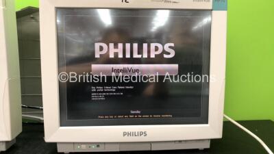 2 x Philips IntelliVue M8007A MP70 Touch Screen Patient Monitors Software Revision L.01.22, L.01.22 (Both Power Up 1 with Missing Tag and Cracked Casing-See Photo) *Mfd 07-2008, 07-2008* - 3