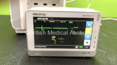 Mindray BeneView T8 Patient Monitor with 1 x Mindray BeneView T1 Patient Monitor Including ECG, SpO2, MP1, IBP, T1, T2 and NIBP Options * See Attached Photos * (Powers Up with Faulty Dial and Cracked Casing -See Photo) *Mfd 09-2012**SN FB28000960, CF29112 - 4