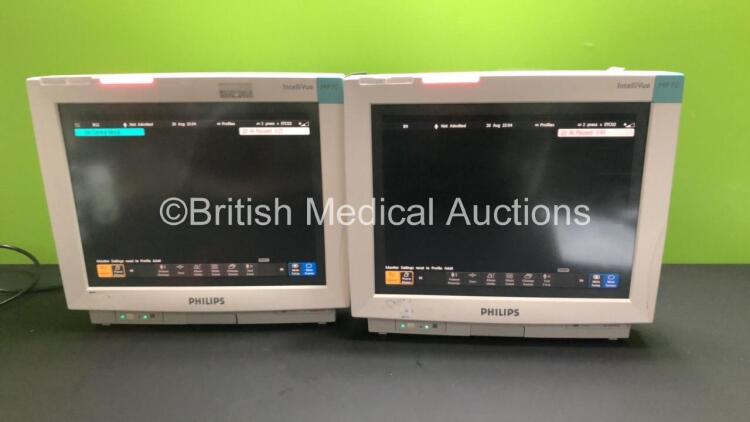2 x Philips IntelliVue MP70 Touchscreen Patient Monitors *Mfds - 02/2007, SW-REVs L.01.21* (Both Power Up)