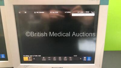 2 x Philips IntelliVue MP70 Touchscreen Patient Monitors *Mfds - 02/2007, SW-REVs L.01.21* (Both Power Up) - 2