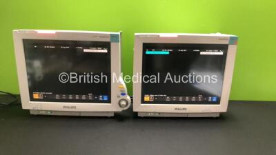 2 x Philips IntelliVue MP70 Touchscreen Patient Monitors *Mfds - 10/2009 and 02/2007, SW-REVs L.01.21* (Both Power Up)