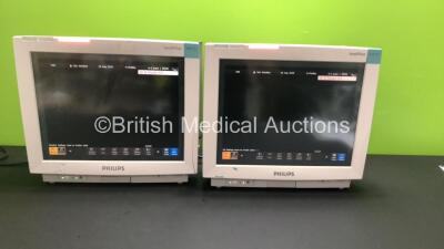 2 x Philips IntelliVue MP70 Touchscreen Patient Monitors *Mfds - 02/2007 and 04/2008, SW-REVs L.01.21* (Both Power Up)