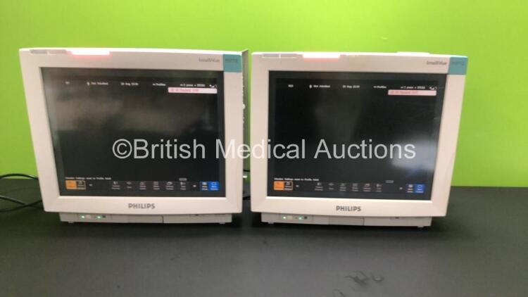 2 x Philips IntelliVue MP70 Touchscreen Patient Monitors *Mfds - 04/2008 and 02/2007, SW-REVs L.01.21* (Both Power Up)