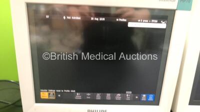2 x Philips IntelliVue MP70 Touchscreen Patient Monitors *Mfds - 04/2008 and 02/2007, SW-REVs L.01.21* (Both Power Up) - 5