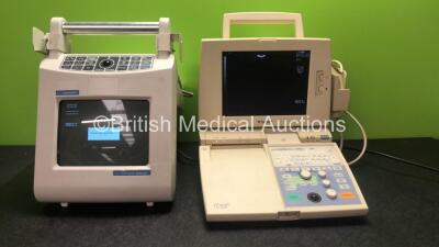 Job Lot Including 1 x Mediwatch Model 410477 Ultrasonic Scanner with 1 x 3.5/5.0 R40 Transducer / Probe (Powers Up) 1 x Fukuda Denshi UF-4300R Ultrasonic Scanner with 1 x FUT-CS105-8A Transducer / Probe (Powers Up with Damaged Catch-See Photo)