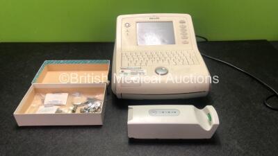 Mixed Lot Including 1 x Linak BAL20001-02 Battery, 1 x Philips Page Writer Trim III ECG Machine (Powers Up with Faded Screen-See Photo) 14 x Light Source Cable Connectors