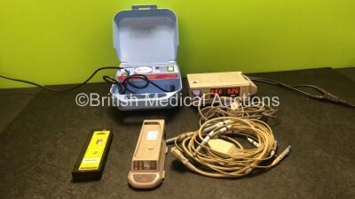 Mixed Lot Including 1 x Clement Clarke AC2000 Nebulizer (Powers Up) 1 x Nellcor N-550 Pulse Oximeter with 1 x SpO2 Finger Sensor (Powers Up with Error-See Photo) 1 x LSU M3516A Battery, 1 x 3M TR-340 Battery Charger and 1 x 10 Lead ECG Lead