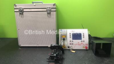 Quantel Medical Actavis Ophthalmic Laser System Mfd 08/00 Software Version 1.07 with 1 x Footswitch, 2 x Keys and 1 x Slit Lamp Adapter in Carry Case (Powers Up) *SN 081*