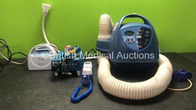 Mixed Lot Including 1 x Covidien Kendall SCD Compression System (Powers Up) 1 x enFlow Model 121 Controller, 1 x Covidien Genius 2 Thermometer with Base (Powers Up) 1 x 3M Model 775 Bair Hugger Unit with 1 x Hose (Powers Up with Damaged Buttons-See Photo)