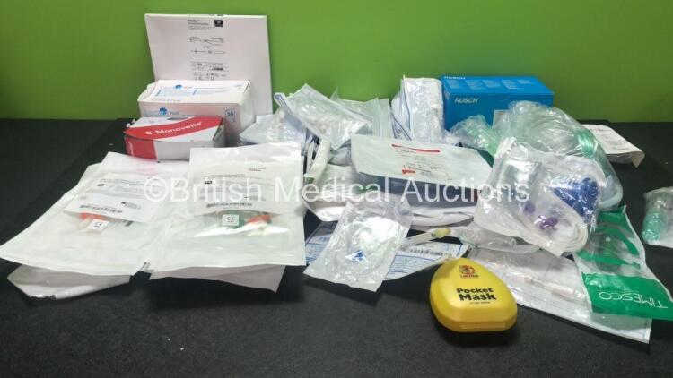 Job Lot of Consumables Including Microintroducer Kits, Catheter Securement Devices, Nasopharyngeal Airways, and Syringe Extension Sets (All Out of Date)