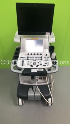 GE Vivid E9 Flat Screen Ultrasound Scanner *S/N VE95610* **Mfd 07/2013** with 1 x Transducer / Probe (4V-D Ref 5160209 *Mfd 05/2013*) and Sony UP-D897 Digital Graphic Printer (HDD REMOVED) ***IR157***