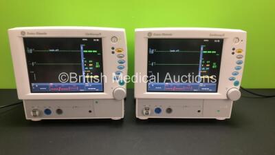 2 x Datex-Ohmeda CardioCap/5 Critical Care Patient Monitors with NIBP, ECG, SpO2 and T1 Options (Both Power Up) * Mfd 2005 / 2005 * **6018718 / 6018713**