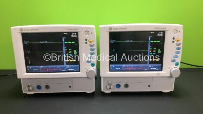 2 x Datex-Ohmeda CardioCap/5 Critical Care Patient Monitors with NIBP, ECG, SpO2 and T1 Options (Both Power Up) * Mfd 2005 / 2005 * **6018715 / 6018714**