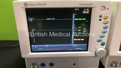 2 x Datex-Ohmeda CardioCap/5 Critical Care Patient Monitors with NIBP, ECG, SpO2 and T1 Options (Both Power Up) * Mfd 2005 / 2005 * **6018715 / 6018714** - 3