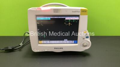 Philips IntelliVue MP30 Patient Monitor *Mfd - 07/2007* with 1 x Philips M3015A Opt: C06 Multiparameter Module with Press, Temp and Microstream CO2 Options *Mfd - 02/2014* and 1 x Philips M3001A Opt: A01C06 Multiparameter Module with Press, Temp NBP, SPO2