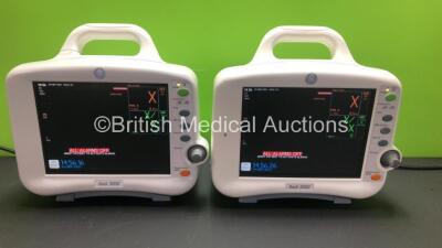 2 x GE Dash 3000 Patient Monitors Including ECG, NBP, CO2, BP1, BP2, SpO2 and Temp/co Options *Mfd 2013* (Both Power Up) *SHQ131