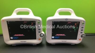 2 x GE Dash 3000 Patient Monitors Including ECG, NBP, CO2, BP1, BP2, SpO2 and Temp/co Options *Mfd 2013* (Both Power Up) *SHQ13127355SA - SHQ13076575SA*