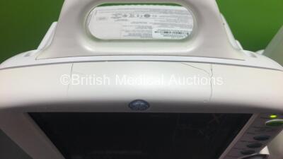 2 x GE Dash 3000 Patient Monitors Including ECG, NBP, CO2, BP1, BP2, SpO2 and Temp/co Options *Mfd 2013* (Both Power Up) *SHQ131258SA - SHQ13127231SA* - 4