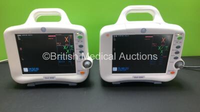 2 x GE Dash 3000 Patient Monitors Including ECG, NBP, CO2, BP1, BP2, SpO2 and Temp/co Options *Mfd 2013* (Both Power Up with Slight Casing Damage - See Photos) *SHQ13117105SA - SHQ13127258SA*