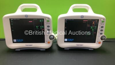 2 x GE Dash 3000 Patient Monitors Including ECG, NBP, CO2, BP1, BP2, SpO2 and Temp/co Options *Mfd 2013 - 2006* (Both Power Up with Slight Casing Damage - See Photos) *SHQ13127254SA - SBG06377818GA*