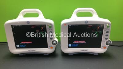 2 x GE Dash 3000 Patient Monitors Including ECG, NBP, CO2, BP1, BP2, SpO2 and Temp/co Options *Mfd 2013* (Both Power Up with Slight Casing Damage - See Photos) *SHQ131