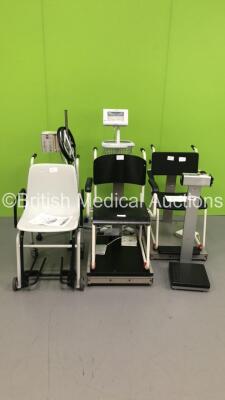 Mixed Lot Including 1 x Welch Allyn Patient Monitor on Stand * Damaged Screen *,3 x SECA Seated Weighing Scales,1 x SECA Standing Weighing Scales and 1 x EME Infant Flow NCPAP Driver