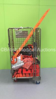 Mixed Cage of Ambulance Equipment Including Spinal Board,Neck Blocks and Traction Device Bags (Cage Not Included)