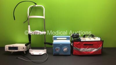 Mixed Lot Including 1 x 3A Battery Plus Mini Aspeed Suction Unit, 1 x Cheiron Dynamic Quick Clear Suction Unit, 1 x Ophthalmic Chin Rest and 1 x Masimo Radical Signal Extraction Pulse Oximeter with Charging Dock (No Power) *113140 - 077975 - DB0798*