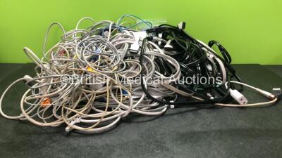 Job Lot of Patient Monitoring Cables Including BP Hoses, ECG Cables, SpO2 Leads and TEMP Leads