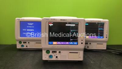 4 x Fukuda Denshi DD-7100 Patient Monitors Including ECG, SpO2, NIBP, BP, TEMP and Printer Options (All Power Up)